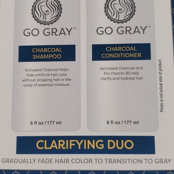 NEW Go Gray Fade Clarifying Duo Charcoal Shampoo Conditioner Transition to Gray - Picture 2 of 8